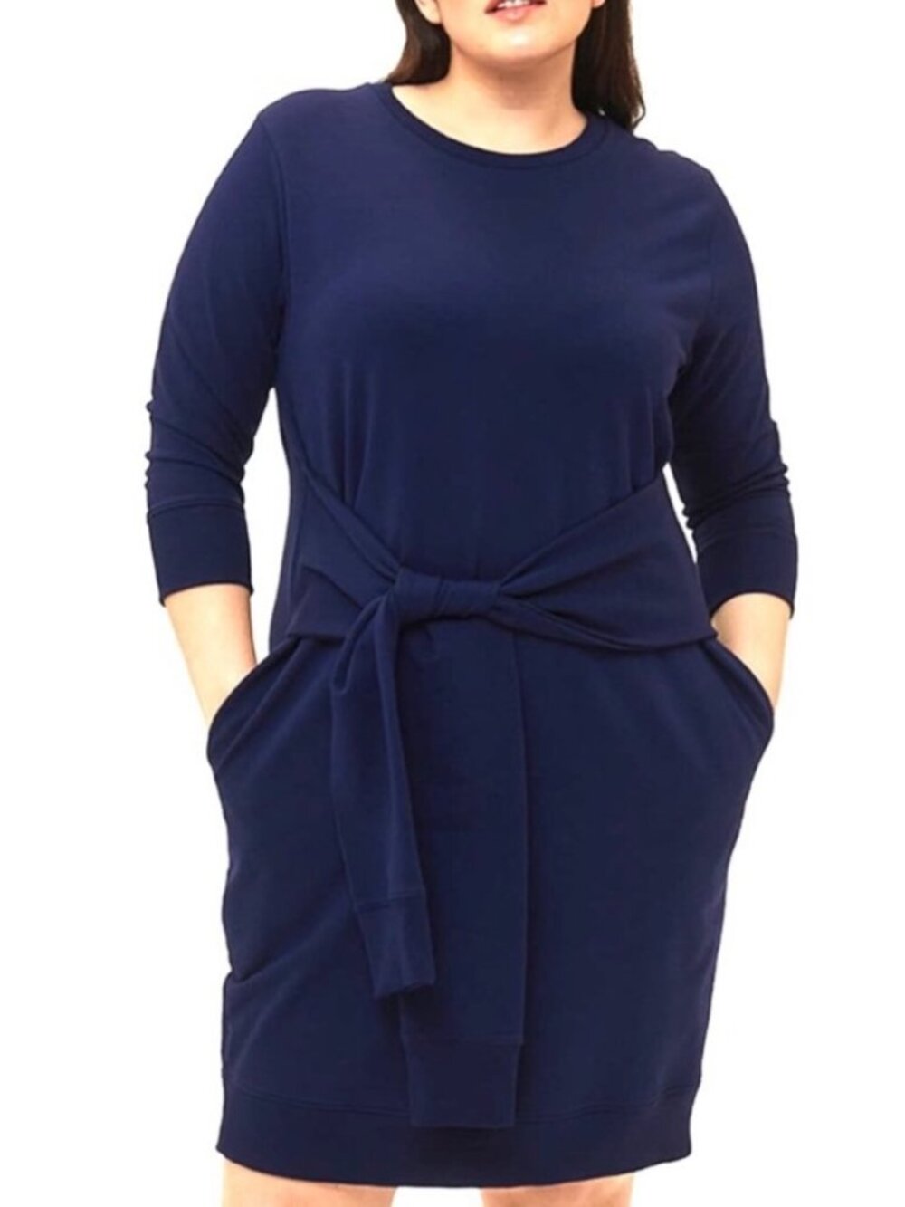 Universal Standard Misa Tie Sweatshirt Dress Navy Blue, size XL (26-28)